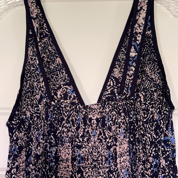 Angie V-Neck Sleeveless Maxi Dress Women’s Medium Navy/Beige - Picture 12 of 14